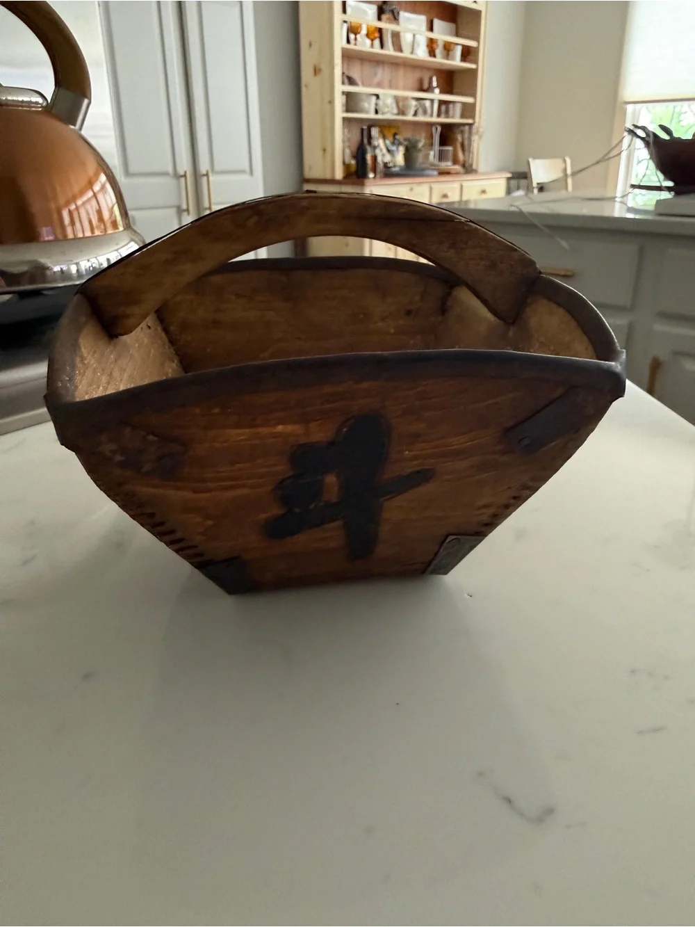 Chinese Wooden Rice Measure Basket antique chinese